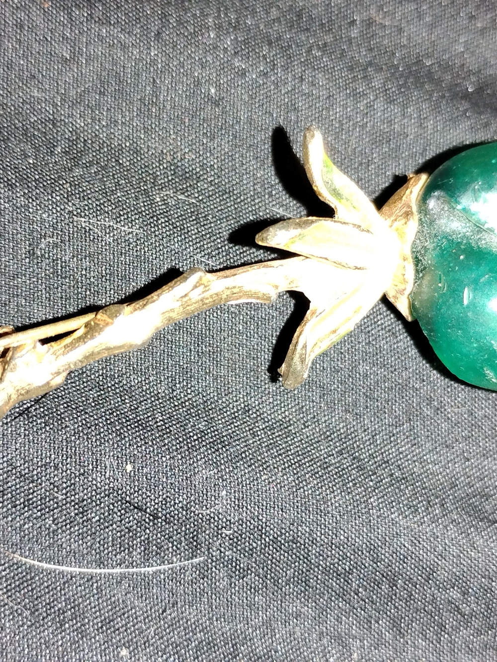 Green Stone Floral Stem Pendant Necklace - Women Jewelry